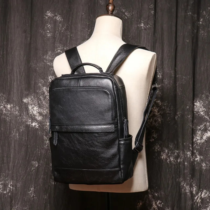Mens Genuine Leather Backpack First Layer Cowhide Travel Hiking Handbag Large Capacity Laptop Backpack 251113