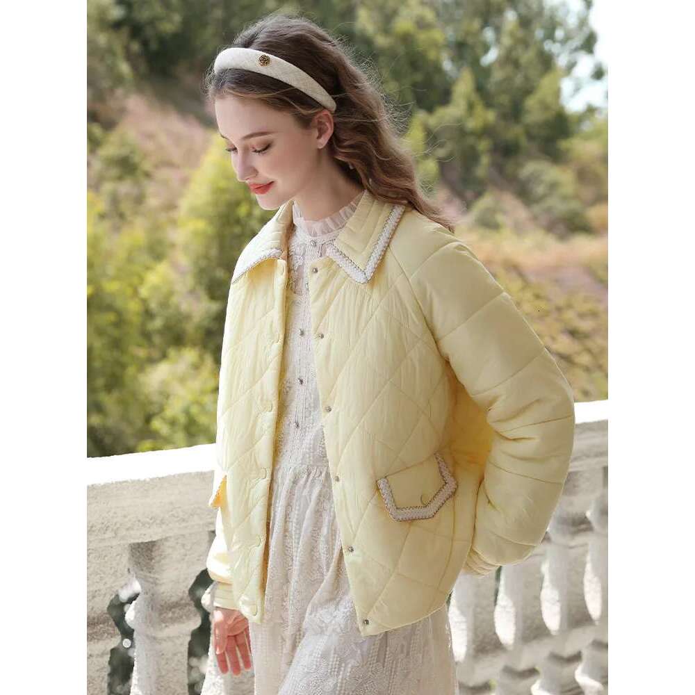 I BELIEVE YOU Yellow Turn-Down Collar Cotton Clothing Keeps Warm Thick Coat Winter Clothes Women 2024 Solid Jackets Ayf235371a