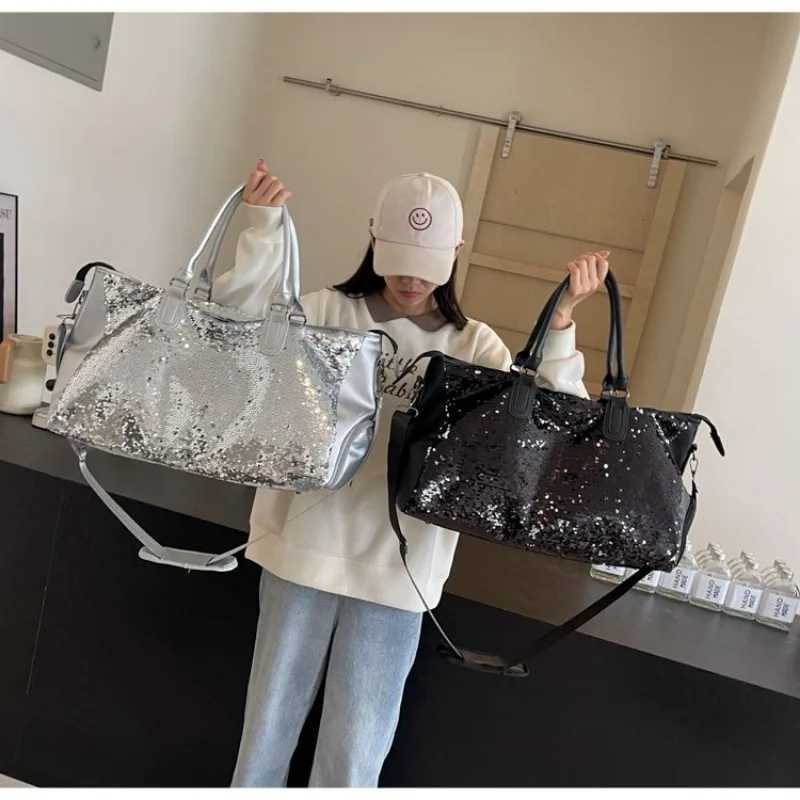 Solid hot selling fashion sequin large capacity womens shoulder bag 2025 fashion womens handbag travel cross body bag W250415