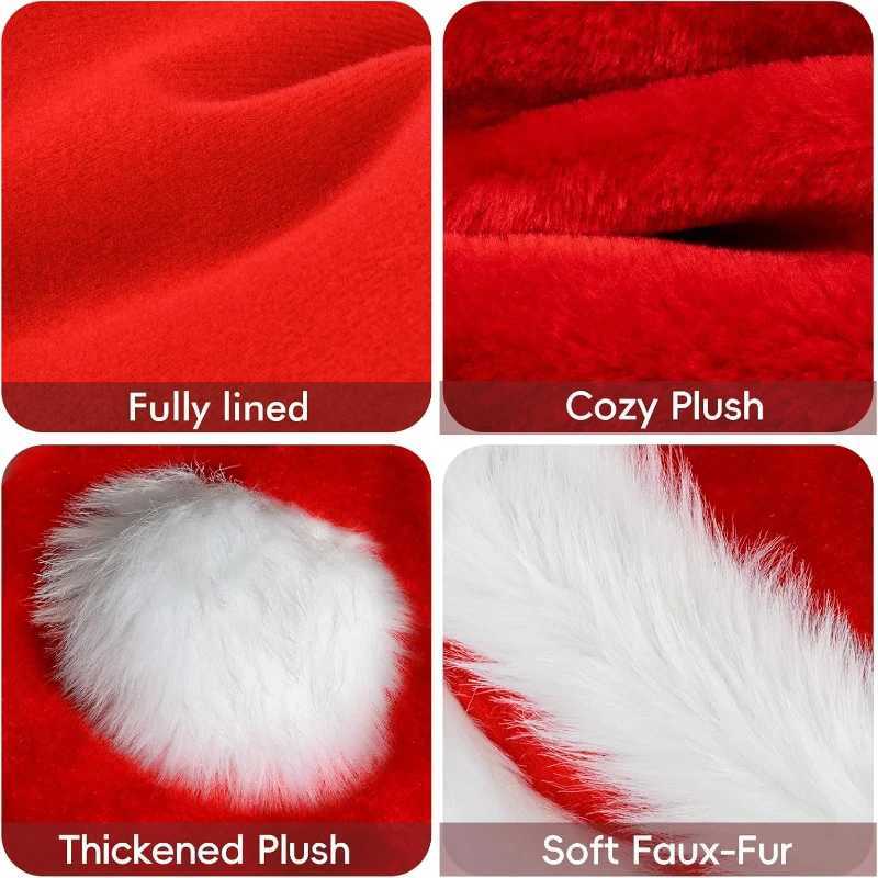 Shiny Red Christmas Party Hat with White Fur Trim - Santa Claus Hat for Holiday Celebrations Birthdays New YearS Eve Y251115
