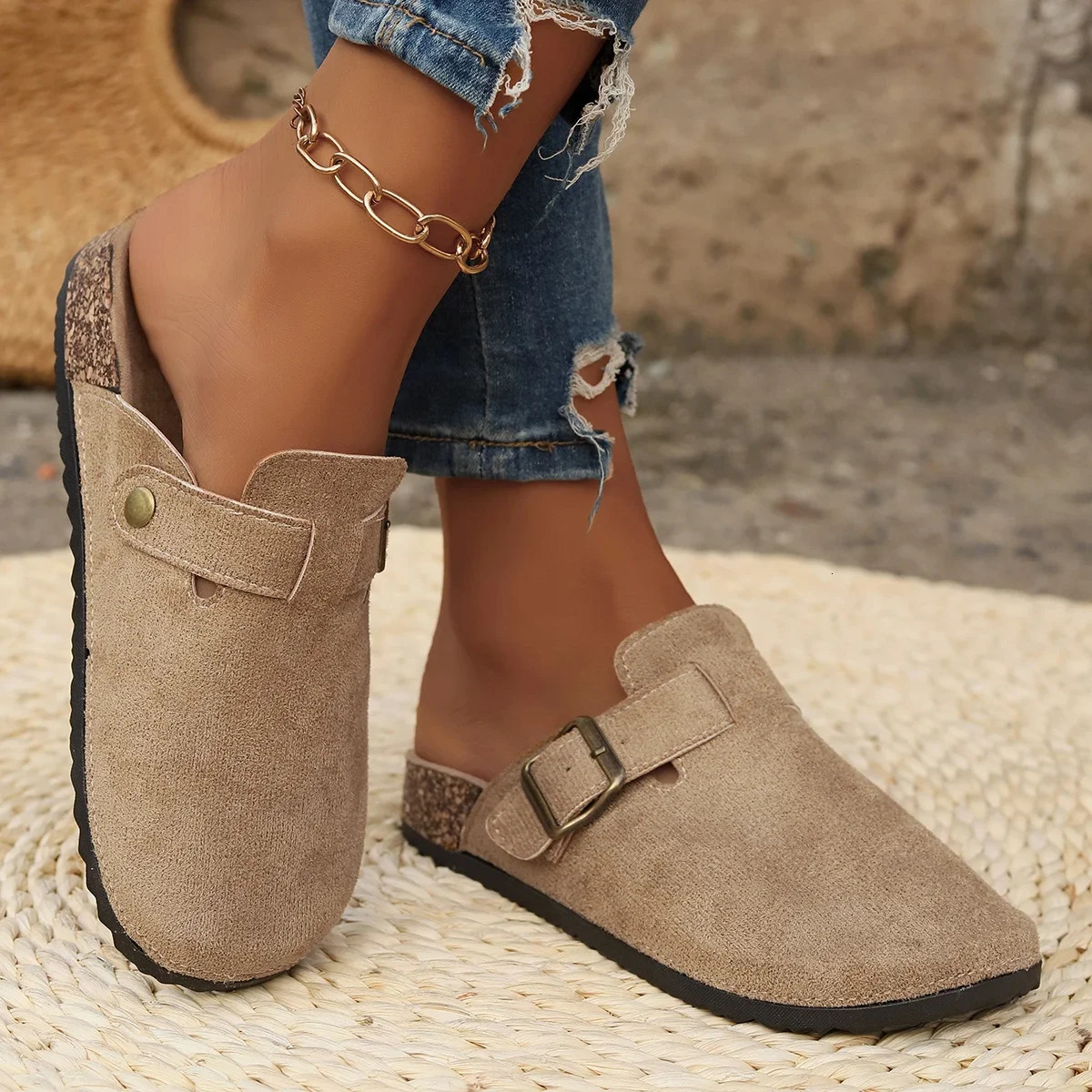 Women Slippers Summer Fashion Suede Slippers Outdoor Mules Shoes Beach Sandals Home Slides Women Zapatos De Mujer 250411