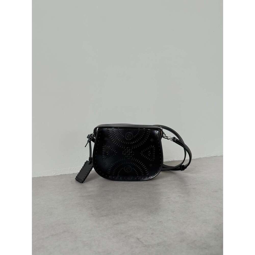 Mm Women's Bags Hollowed Out Carved Saddle High-Quality And Versatile Single Shoulder Crossbody Bag, Design Sense Handbag, Genuine Leather Women&