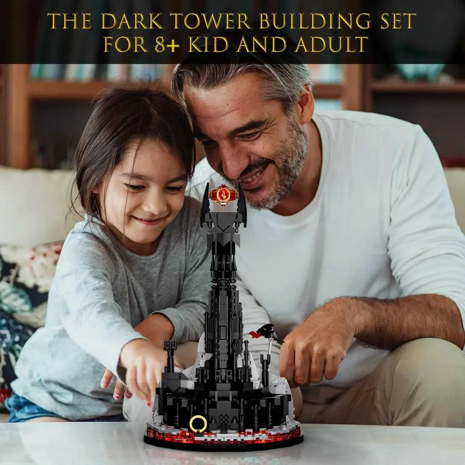 MOC Magic Lorded Dark Tower with LED lights building block set ring fortress castle bricks creative toys childrens birthday gifts W250415