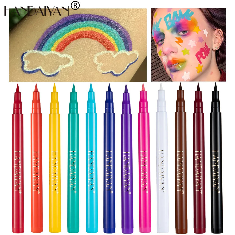 Waterproof 12 Color Liquid Eyeliner Pencil DIY Paintings Eyeliner Easy To Wear Colorful White Yellow Blue Eye Liner Pen Makeup 250414