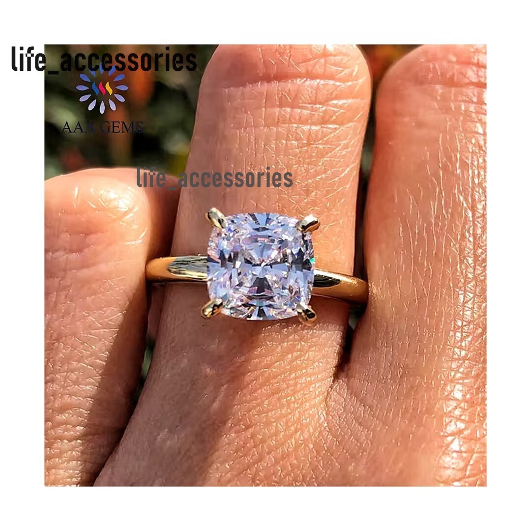 AAA Gems Engagement Wedding Ring Custom 14K White Gold 2.0 ct Cushion Lab Grown Diamond Solitaire Ring