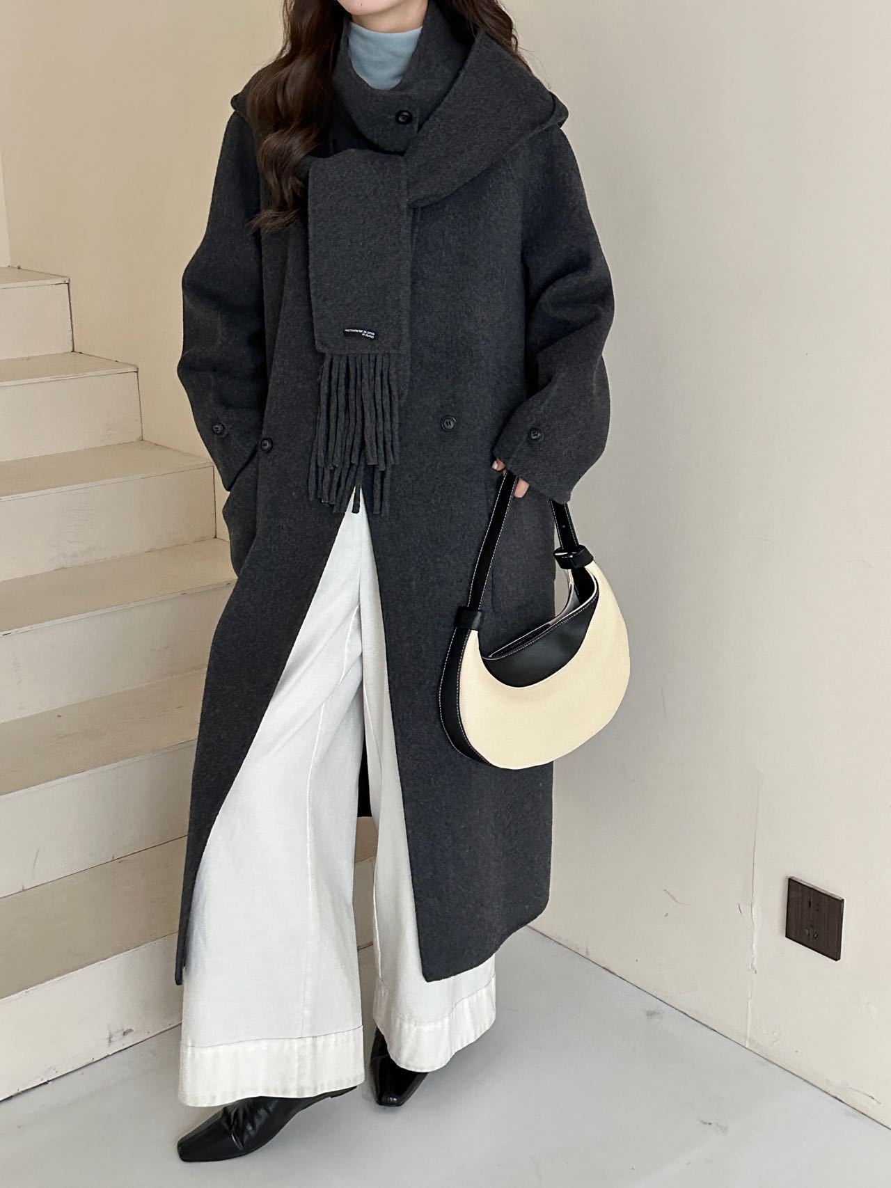 Scarf Style Double-Sided Cashmere Coat for Women Mid-Length 2025 Autumn Winter New High-End Korean Version Loose Woolen Jacket 241129