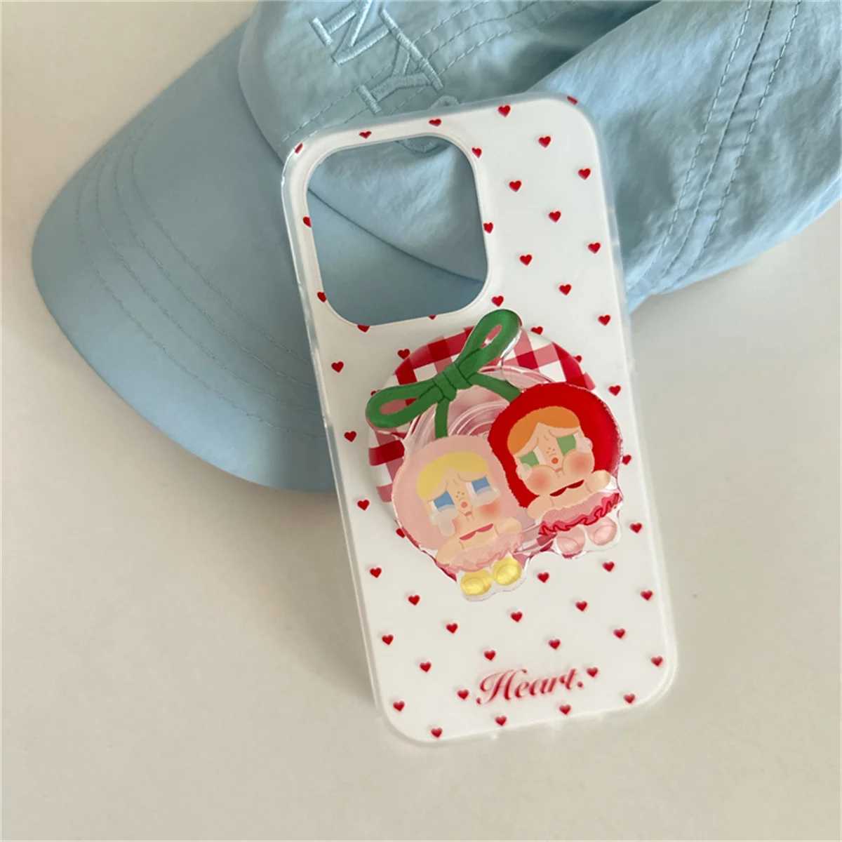 Fashion Cute Polka Dot Magnetic Phone Case For iPhone 16 Pro 15 13 14 Pro Max Cover with Cherry Stand Holder For Cases J251202
