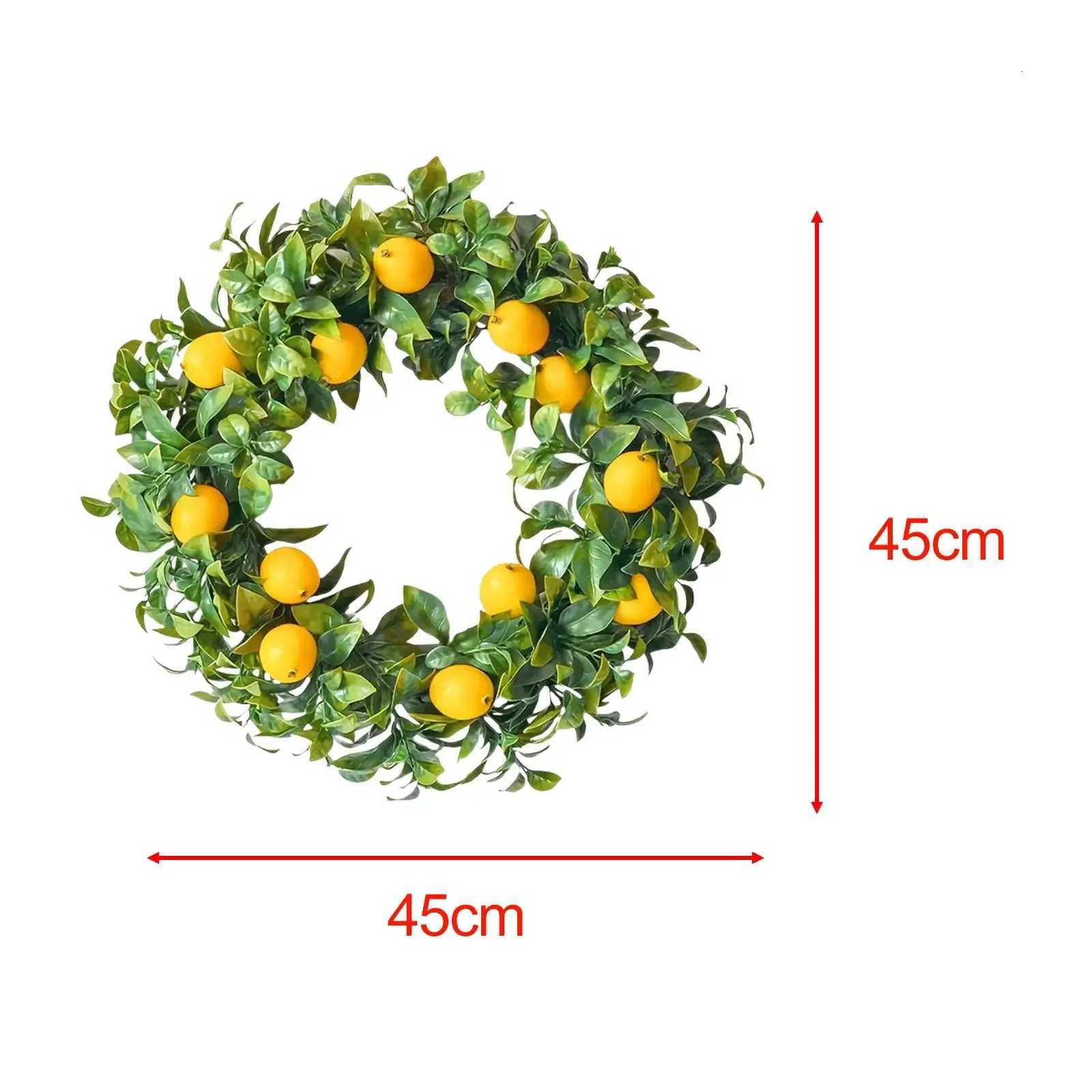 45cm Lemon Artificial Wreath Realistic Front Door Wreath Spring Summer Wreath for Farmhouse Yard Festival Garden Indoor OutdoorM251115