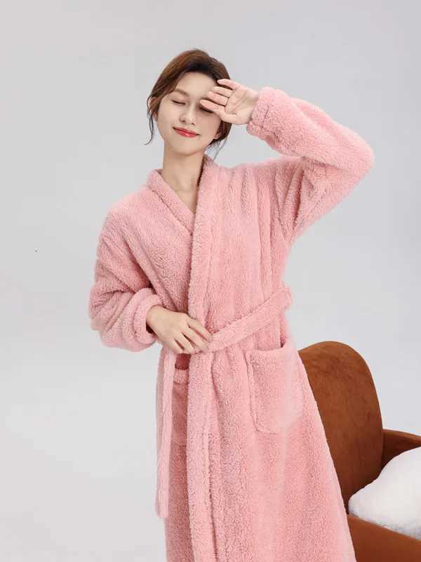 Winter Warm Sleepwear Thicken Flannel Women Pajama Coral Fleece Loose Bathrobe Female Casual Home Wear Clothes Shower Robe C251115