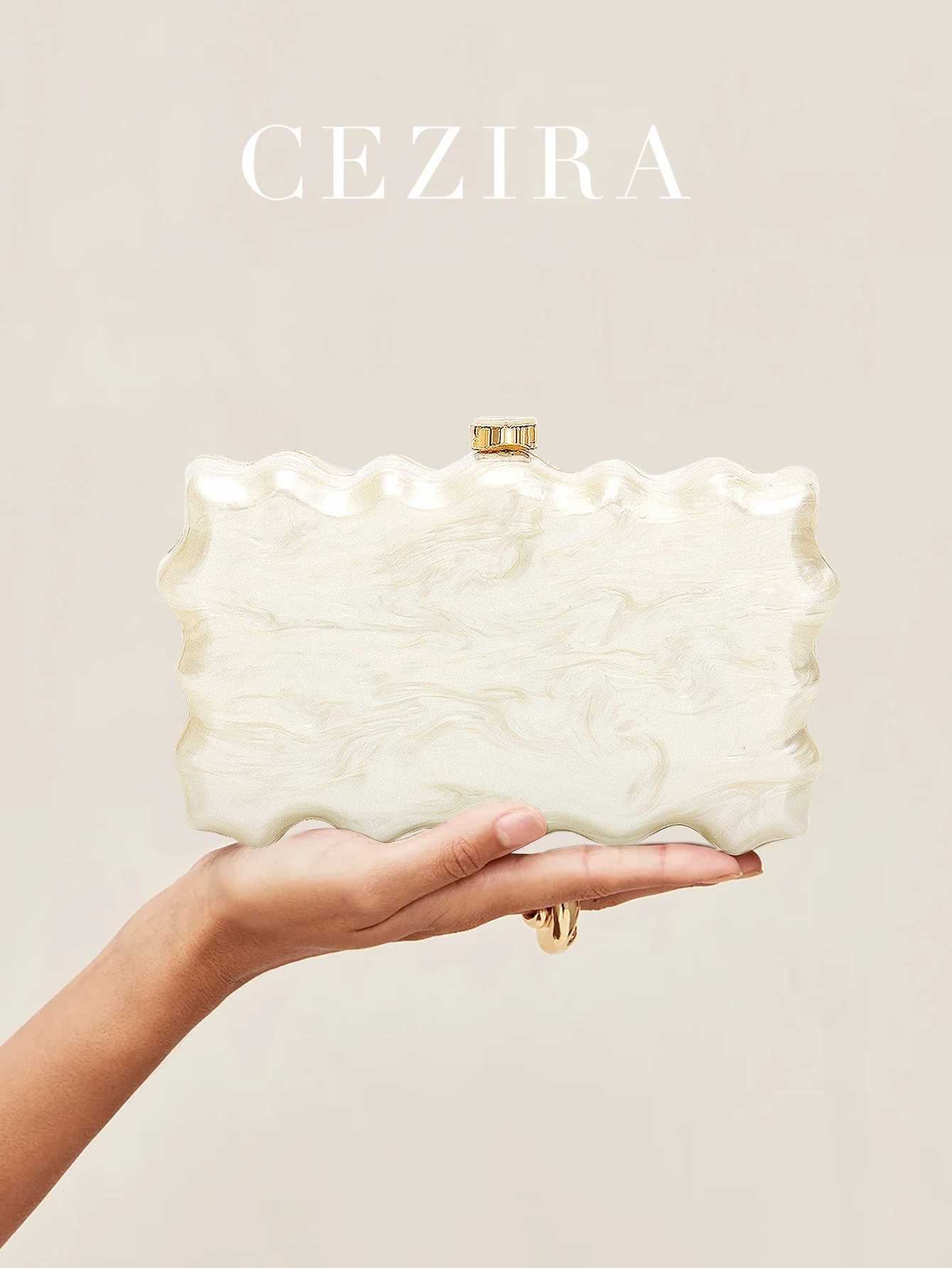 Womens Luxury Elegant Pearlized Marbled Acrylic Clutch Clasp Closure Hard-case Evening Bag Bride Purse Handbag Wedding Party W251114