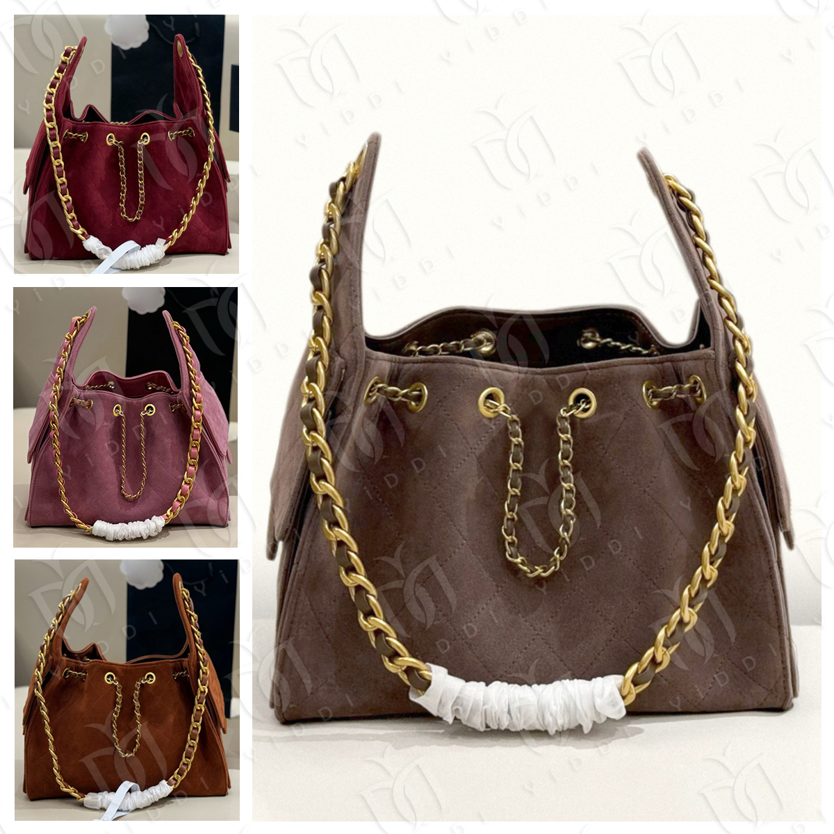 Designer bag 25c Hobo Suede bag Drawstring bucket bag Womens Trendy Suede bag Slouchy bag Fashion Vintage Designer Underarm Handbags Large Shoulder Bag Weekend bag