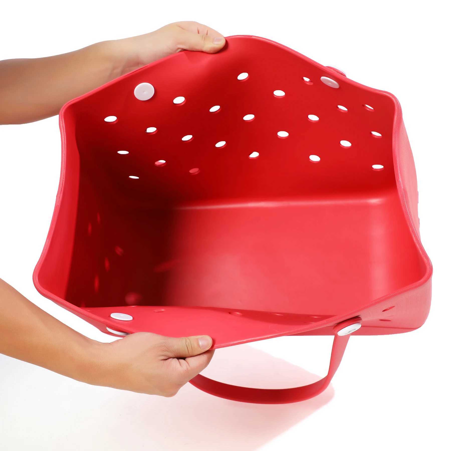 XL Super Large Beach Bag EVA Rubber Waterproof Beach Travel Picnic Storage Basket Womens Shopping Handbag Sac Jelly Handbag W250415