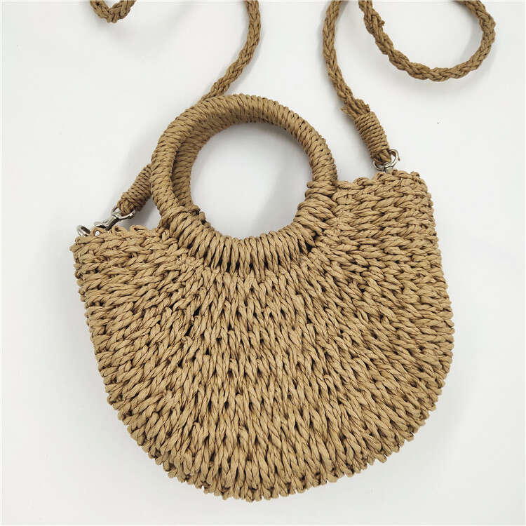 Handmade Beach Bag Straight Small Fresh Handmade Popular New Women's Bag, Hand-Held Crossbody Straw Woven Bag Kq2