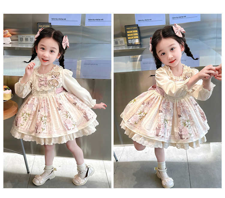 Girls Lolita cartoon rabbit Lolita Princess pompadour dress Children's dress autumn new girls baby dress