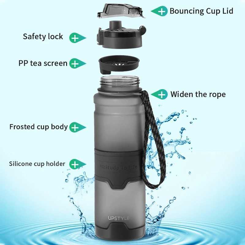 Outdoor Water Bottle Large Creative Frosted Water Bottle with Rope BPA Free Sports Drink Bottle Tritan Leakproof DrinkwareW251114