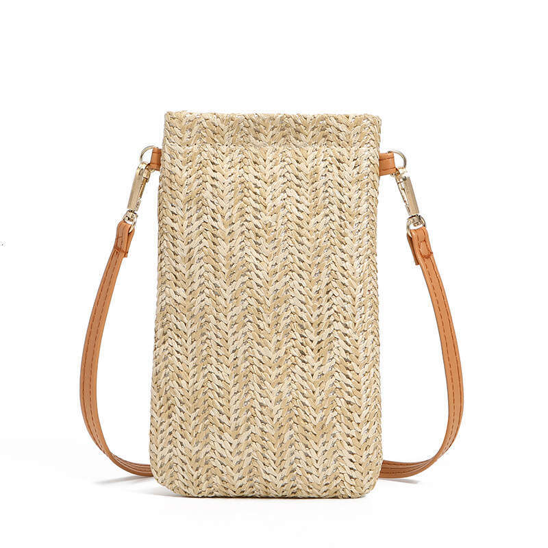 Handmade Beach Bag Summer Beach 2025 New Women's Versatile One Shoulder Slant Cross Vertical Mobile Phone Bag Straw Woven Zero Wallet Kq2