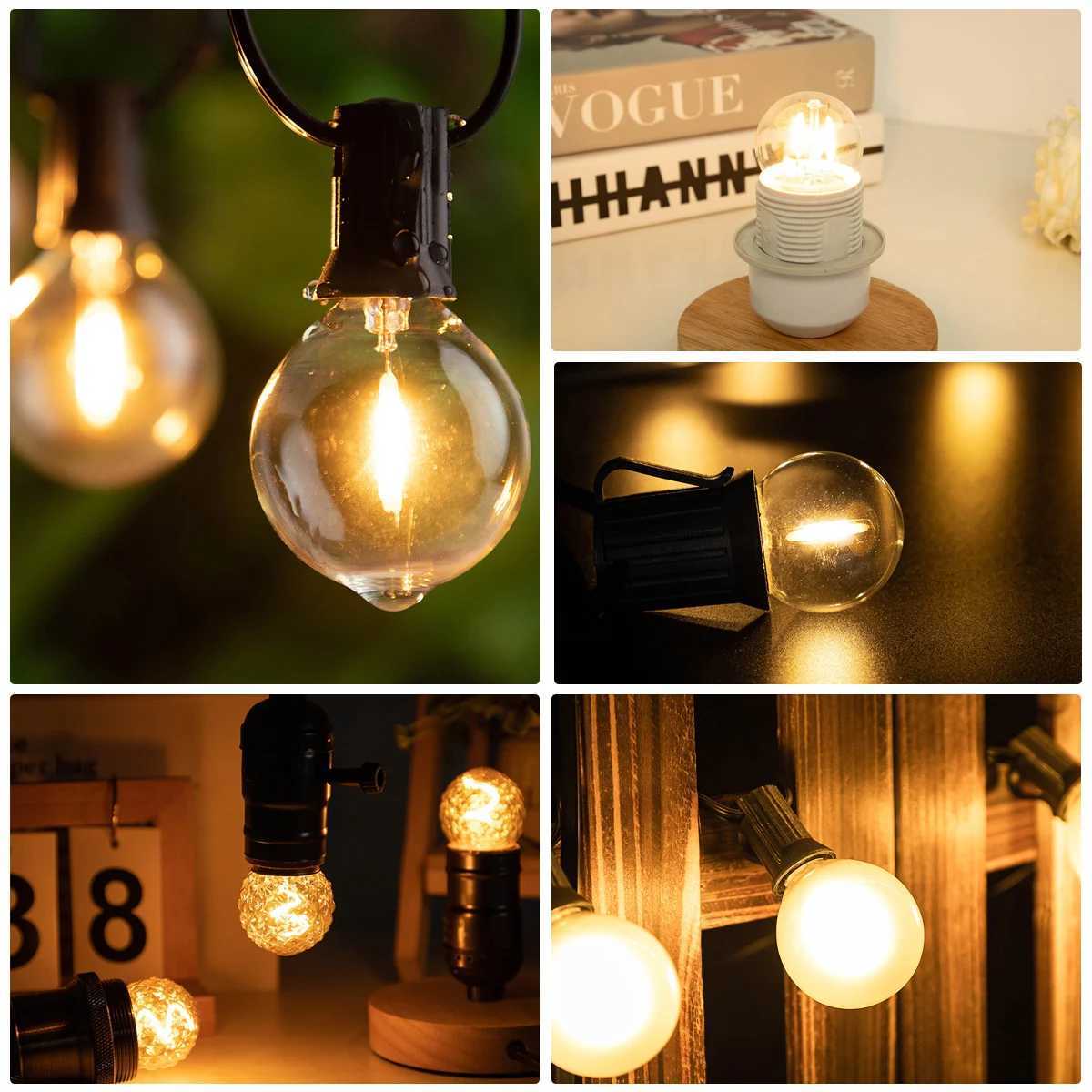 2Pcs Mini Globe G40 Led Bulbs E27 220V E14 E12 Warm White Dimmable Vintage Replaceable Pendant Garland Filament Lamp Decor Light C251115