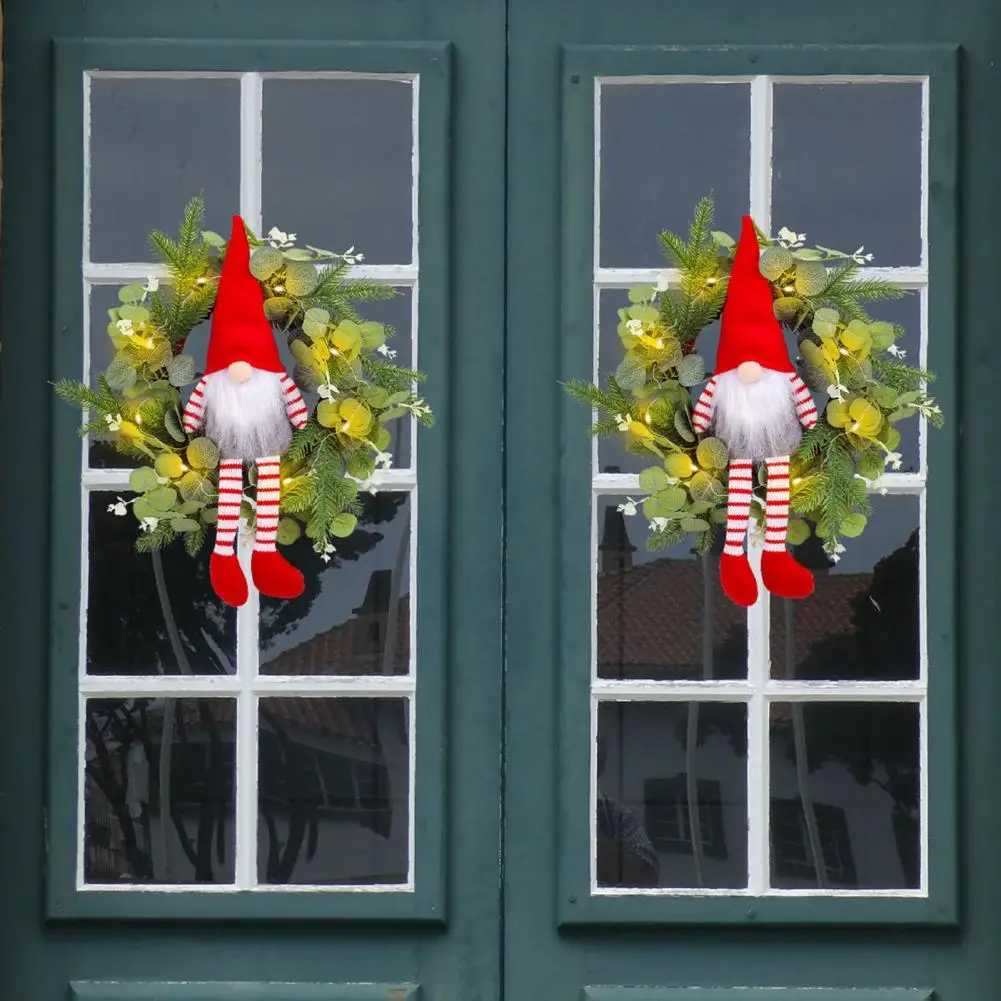 Led Christmas Wreath Festive Christmas Wreath Set with Eucalyptus Leaf Pine Spruce Decorations Holiday Front for IndoorM251115