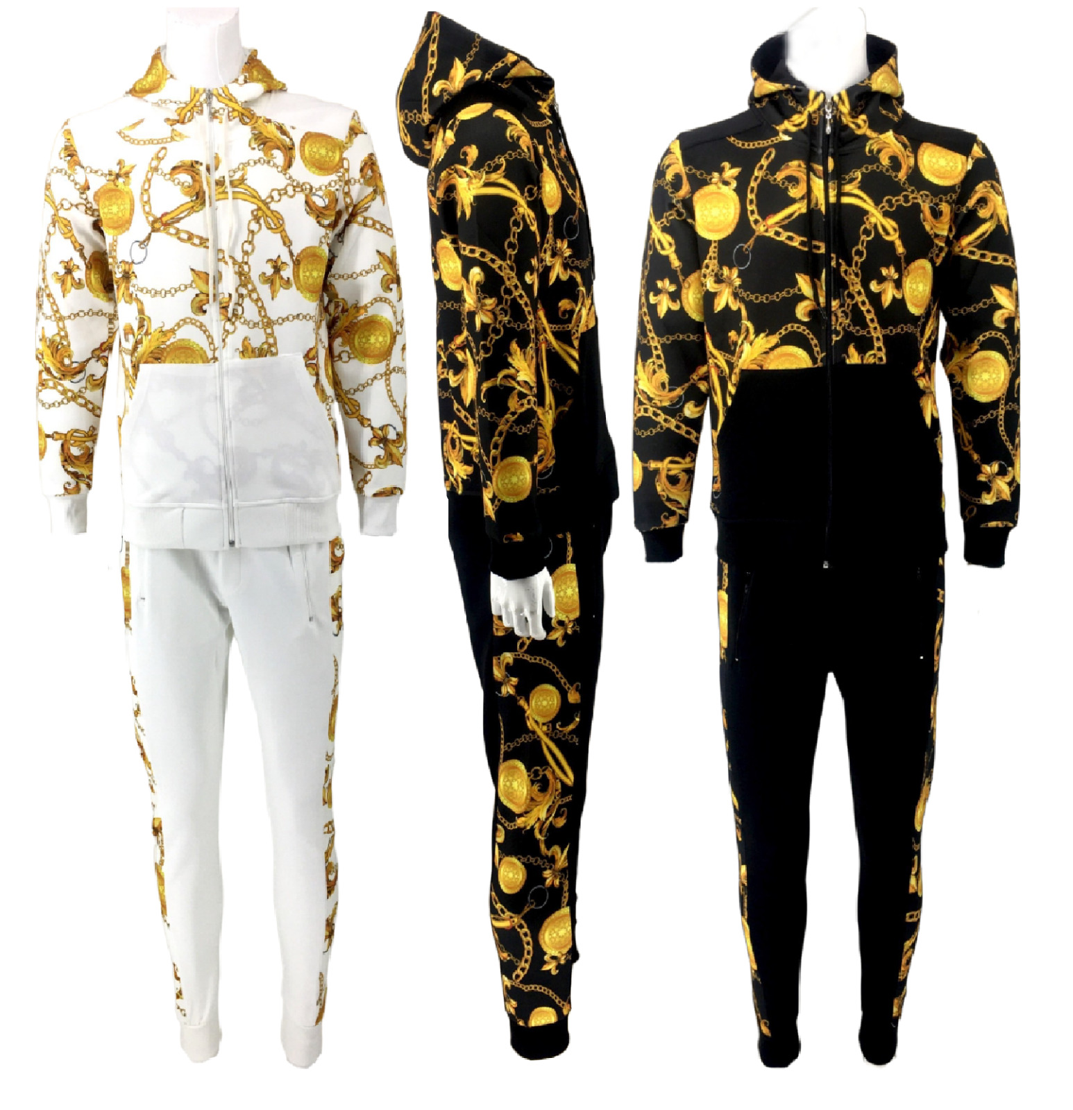 2-Pcs Tracksuit Mens Hoodie Sweatshirt & Jogger Pants Men's 3D Print Set Suits &