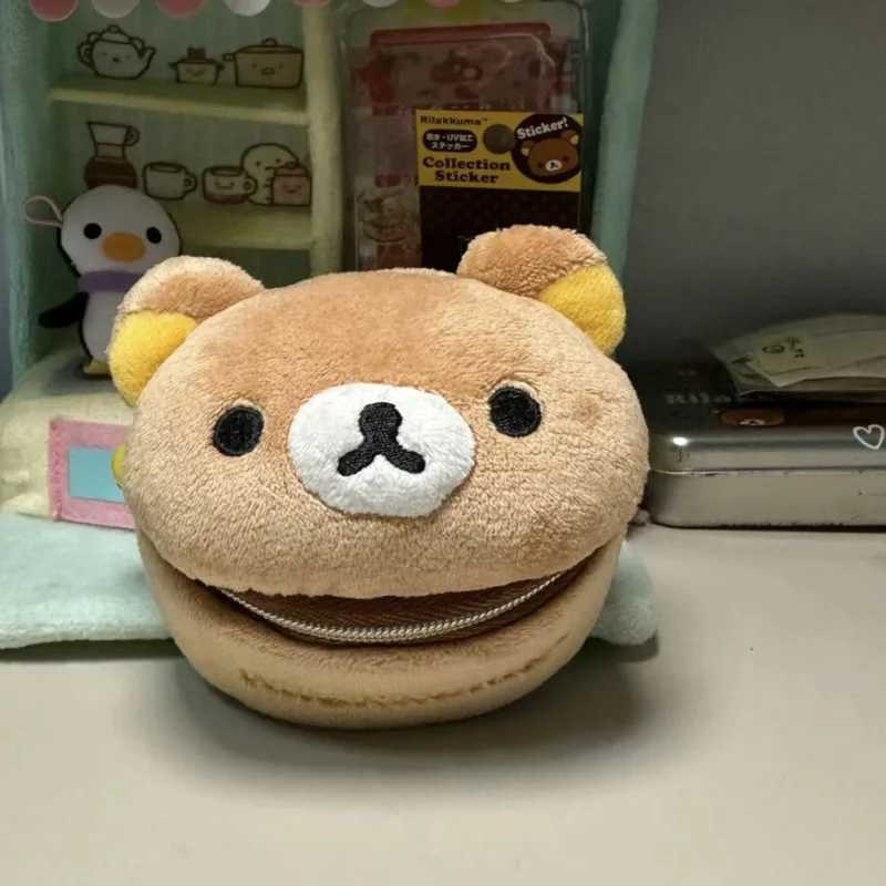Plush Oval 3D Makeup Bag Plush Bear Head Bead Box New Cute Rilakkuma Girl Storage BagXJ250415