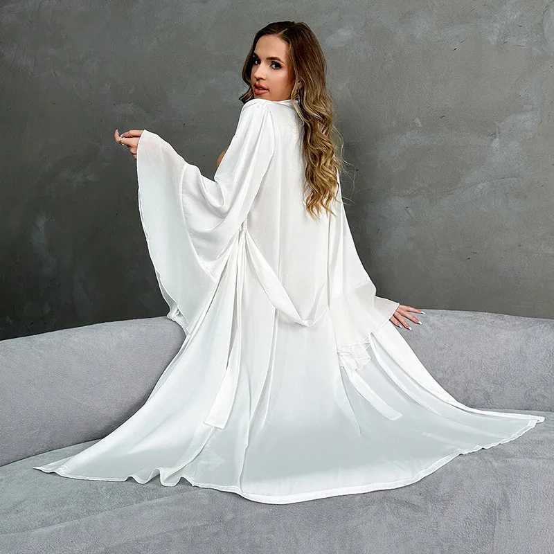 Wedding Dresses Loose Large Size Sleepwear Womens Clothing Home New Silk Satin Bathrobe Female Long Sleeve Bride Shower Robe C251115