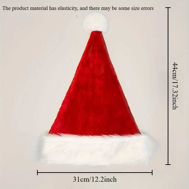 Shiny Red Christmas Party Hat with White Fur Trim - Santa Claus Hat for Holiday Celebrations Birthdays New YearS Eve Y251115