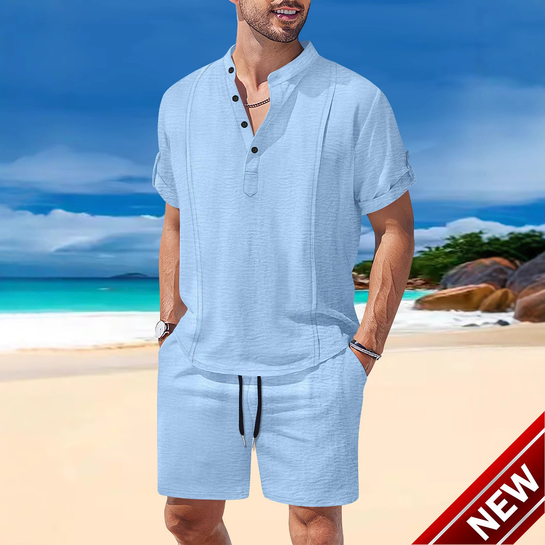 Summer new mens short sleeved T-shirt shorts casual mens sports suit