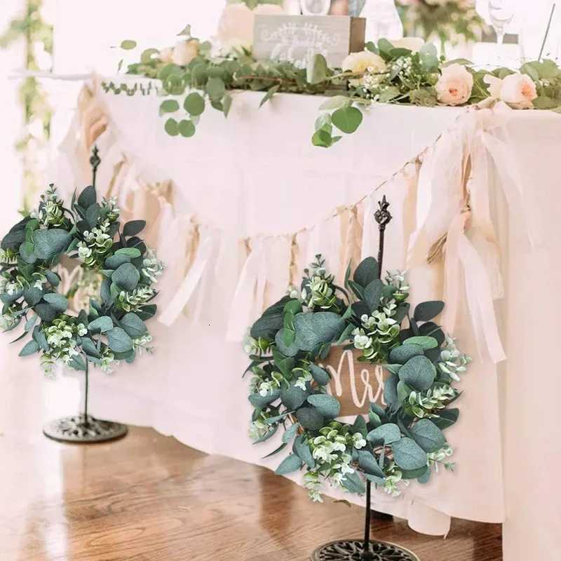 CYUAN Eucalyptus Wreath Flowers Gifts Diy Christmas Creative Artificial Garland Hanging Pendants Wedding Decoration Home PartyM251115