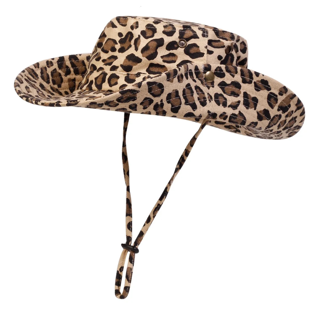 Mens leopard print conical bucket hat fishermans hat outdoor casual hat mens sun protection hat adventure hat 250409