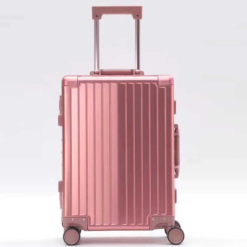 Aluminum Magnesium Suitcase 20/28 Inch Metal Travel Suitcases Luggage Cabin Carry on Password Trolley Case Suitcases on Wheels K251114