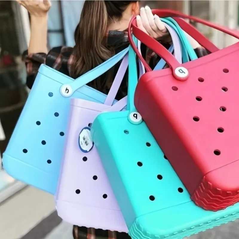 Large Beach Bag EVA Rubber Waterproof Swimming Pool Fashion Summer Swimming Pool Shoulder Bag Travel Women Shopping Handbag Women Jelly Beach Bag W250