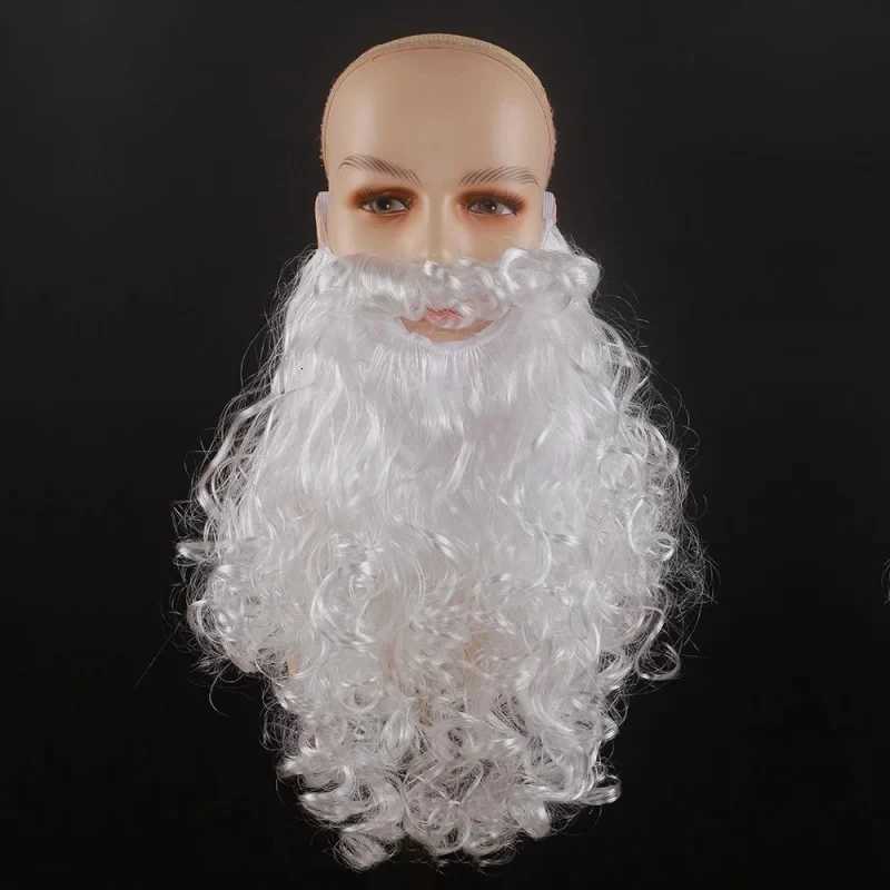 Santa Claus Long Curly Beard Adult Beard White Fake Beard and Santa Hat New Year Party Christmas Decoration Cosplay Prop Set Y251115