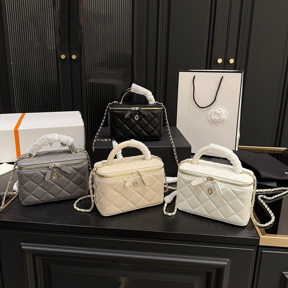 9A Vanity Bag Box Bag Shoulder Bag Designer Bag Cosmetic Bag Chain Makeup Bag 17cm Luxury Cross Body Bag Handle Handbag Women Fashion Classic Goldball