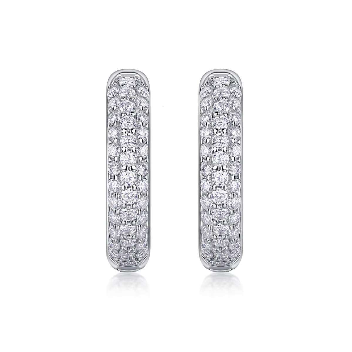 Wholesale Custom Minimalist 925 Sterling Silver VVS D Moissanite Huggie Hoop Earrings Fine Jewelry 18k White Gold Women Earrings
