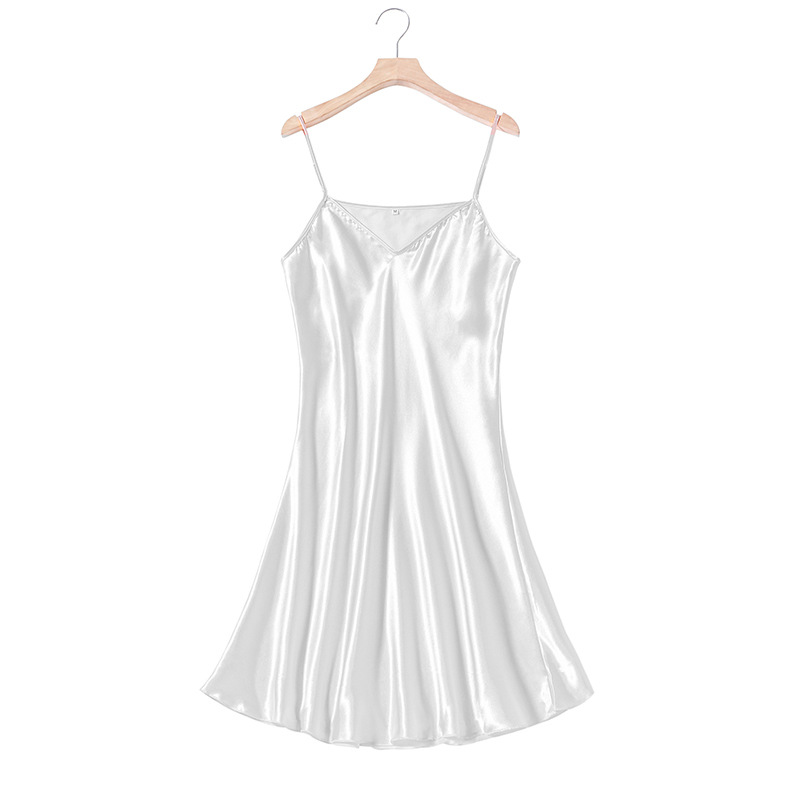 X156-Summer new ice silk suspender nightdress women's thin sexy silk beautiful back pajamas loose large size home clothes