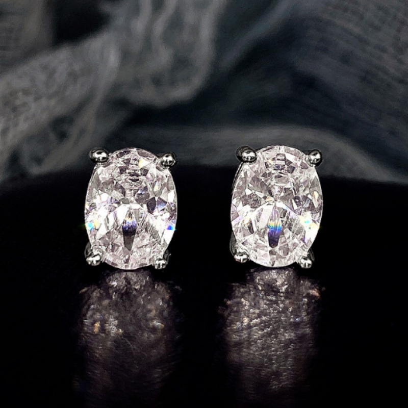 Top Sell Stud Earrings Moissanite Solitaire Simple Fashion Jewelry 925 Sterling Silver Gold Fill Women Wedding Oval Diamond Earring Gift