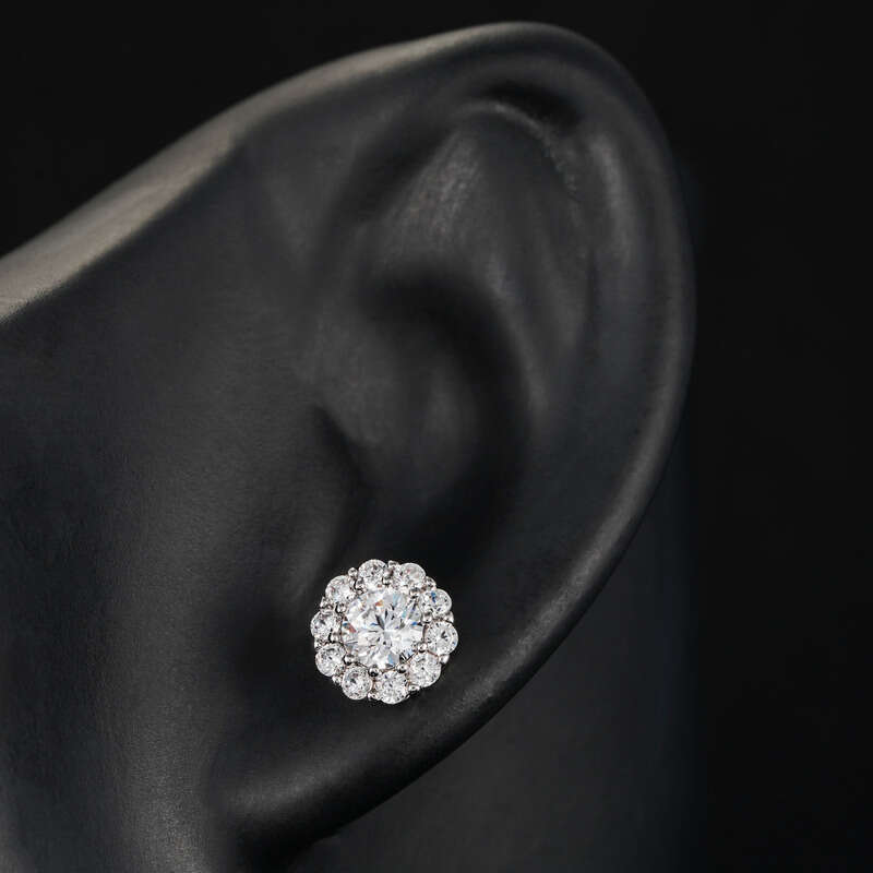 Jewelry Iced Out Sterling Silver Gold 925 VVS Earrings Studs Hip Hop Pass Dias Tester Women Gift