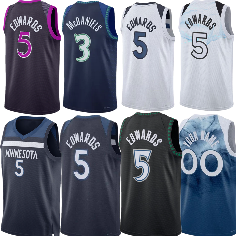 Custom 5 Anthony Edwards Rudy Gobert Basketball Jersey Julius Randle Rob Dillingham Timberwolve Wendell Moore Jaden McDaniels City Mike Conley