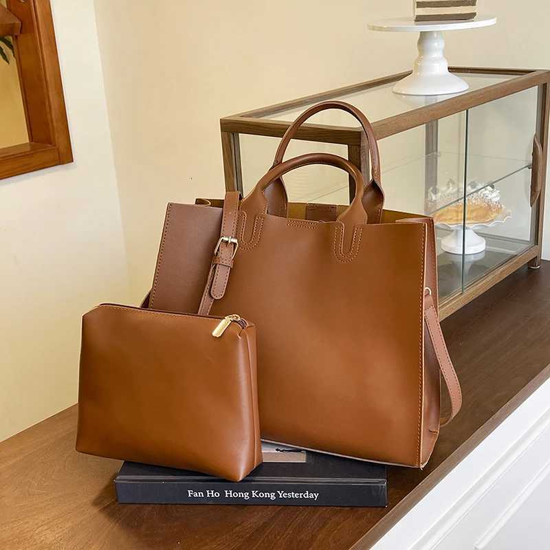 Top Brand Shoulder Bag Black Classic Handbag 2 Set Casual Tote Ladies High End Commute Bag Large Capacity Pu Leather Sac A MainW251115