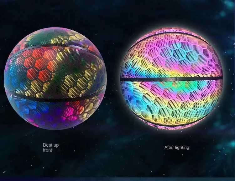 Reflective basketball glowing luminous ball moisture absorption color adult No 7 training basketballW251115