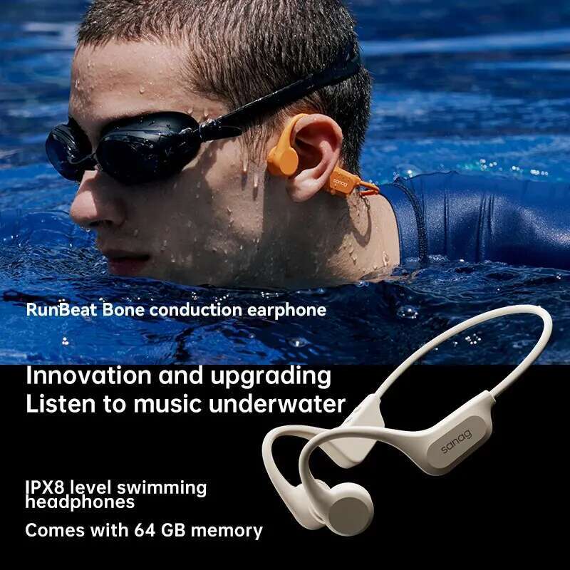 Sanag B60 Pro Bone Conduction Earphone IPX8 Wireless Open Headset 5.3 Swimming Bluetooth Headphones 64GB MP3 Earbuds