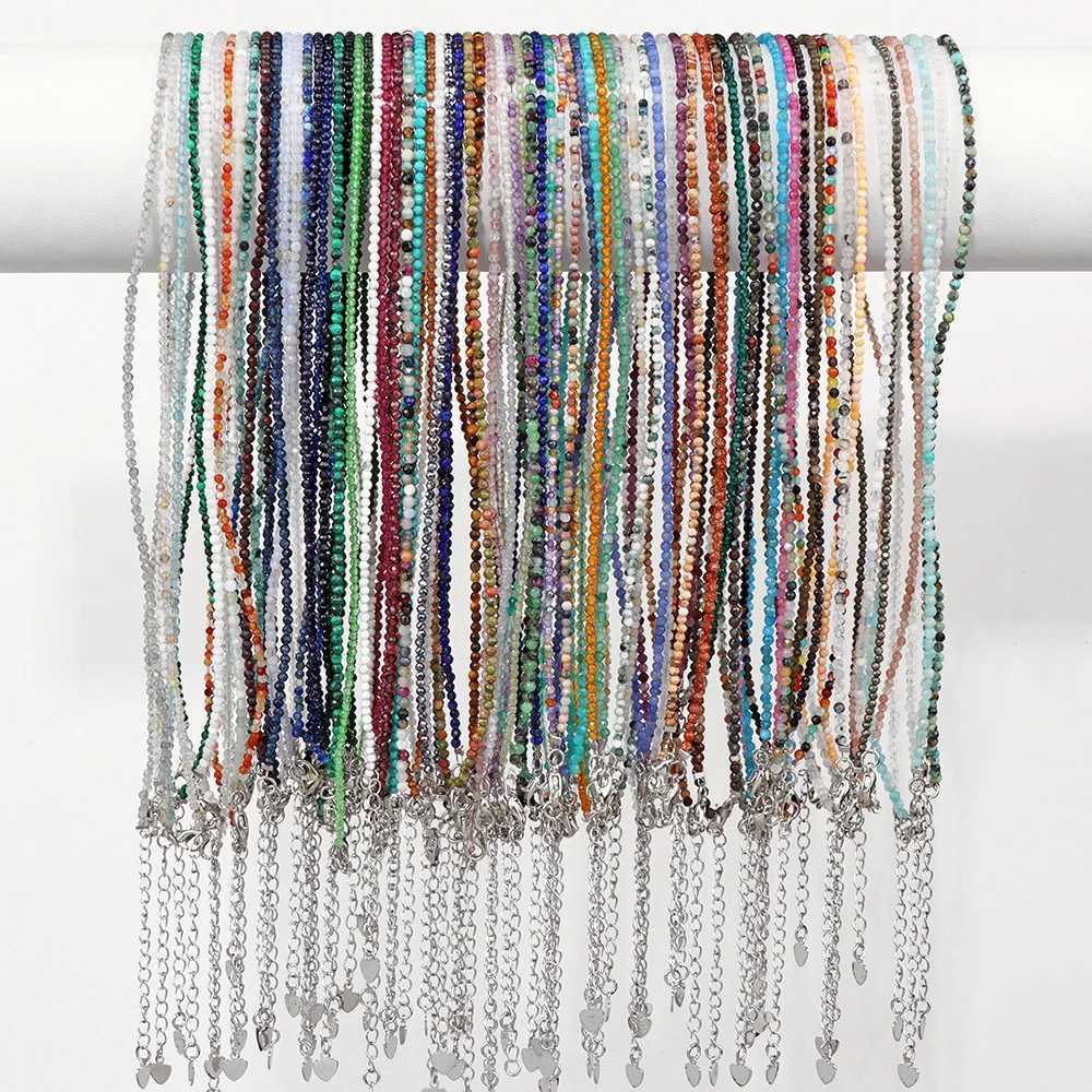 Natural facial gemstone necklace 2mm bead quartz crystal tourmaline Lis sparkling stone bead necklaceXJ250416
