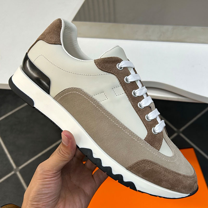Luxe Man Trail sneakers Sneakers in calfskin suede goatskin contrasting Graphic sole fashion comfortable platform Trail sports shoes