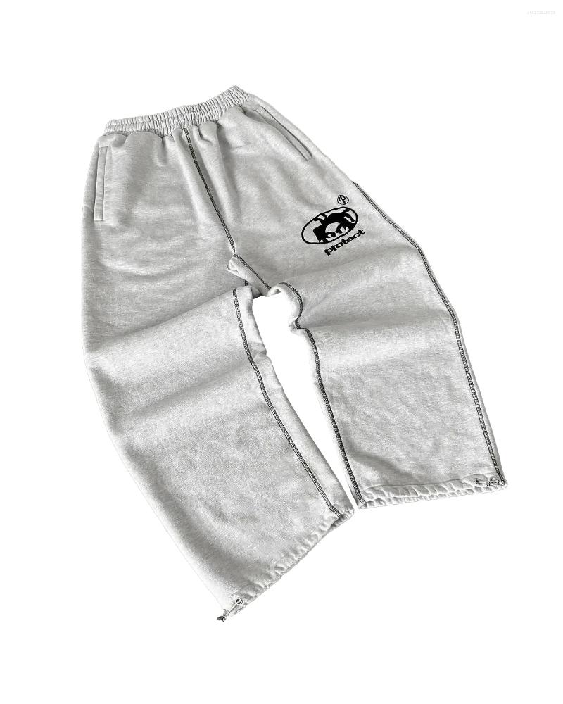 Men's Pants Y2K Retro Harajuku Double Embroidered Waist Print Sweatpants Hip Hop Goth Clothes Fashion Wide Leg Baggy Streetwear Unisex