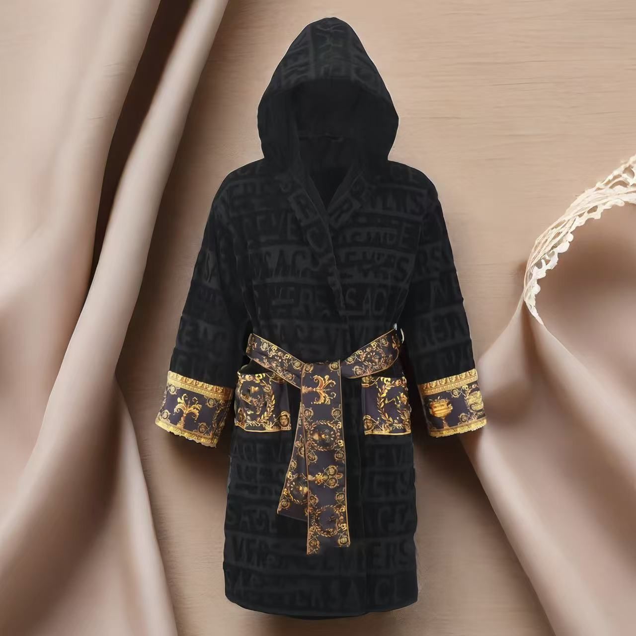 Bathrobe For Men And Women Sleep Robe Unisex Man Cotton Sleepwear Night Robe Highquality Bathrobe Brand Designer Robe Breathable Elegr One size fits all 021