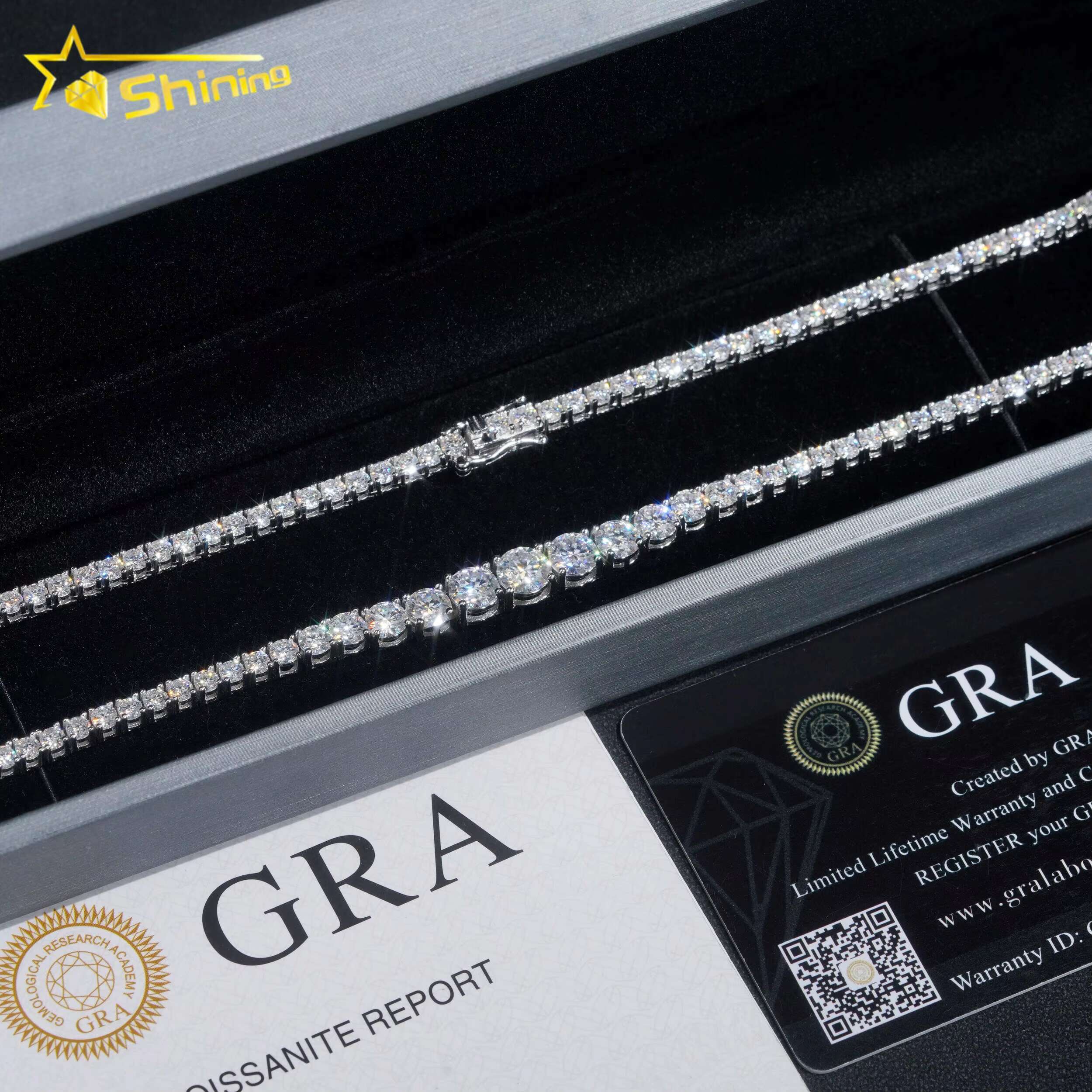 New Arrivals Fashion GRA Certificate Various Size Moissanite Diamond 925 Silver Tennis Chain Necklace Women