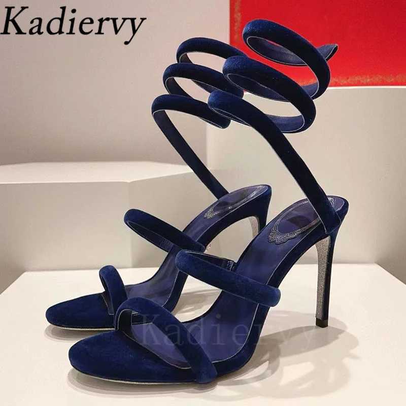 Summer high-heeled gladiator sandals womens ankle snake rope running shoes womens slim high-heeled sandals womens sandals W250416