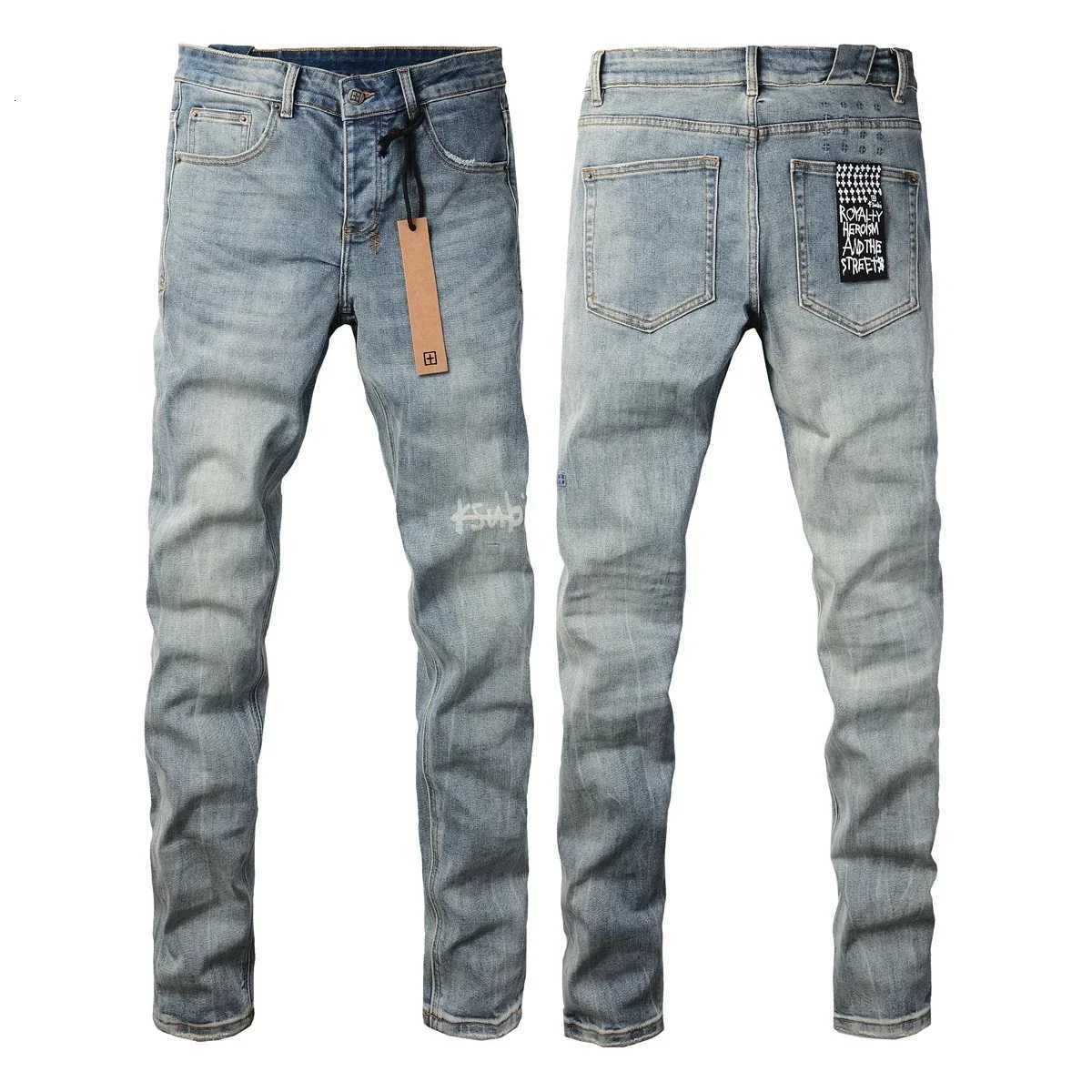 New Arrivals Cross Jeans Men Fashion Trend Vintage Wash Do Old Patch Light Blue Letter print Stretch Slim Trousers Brand Jeans H251115