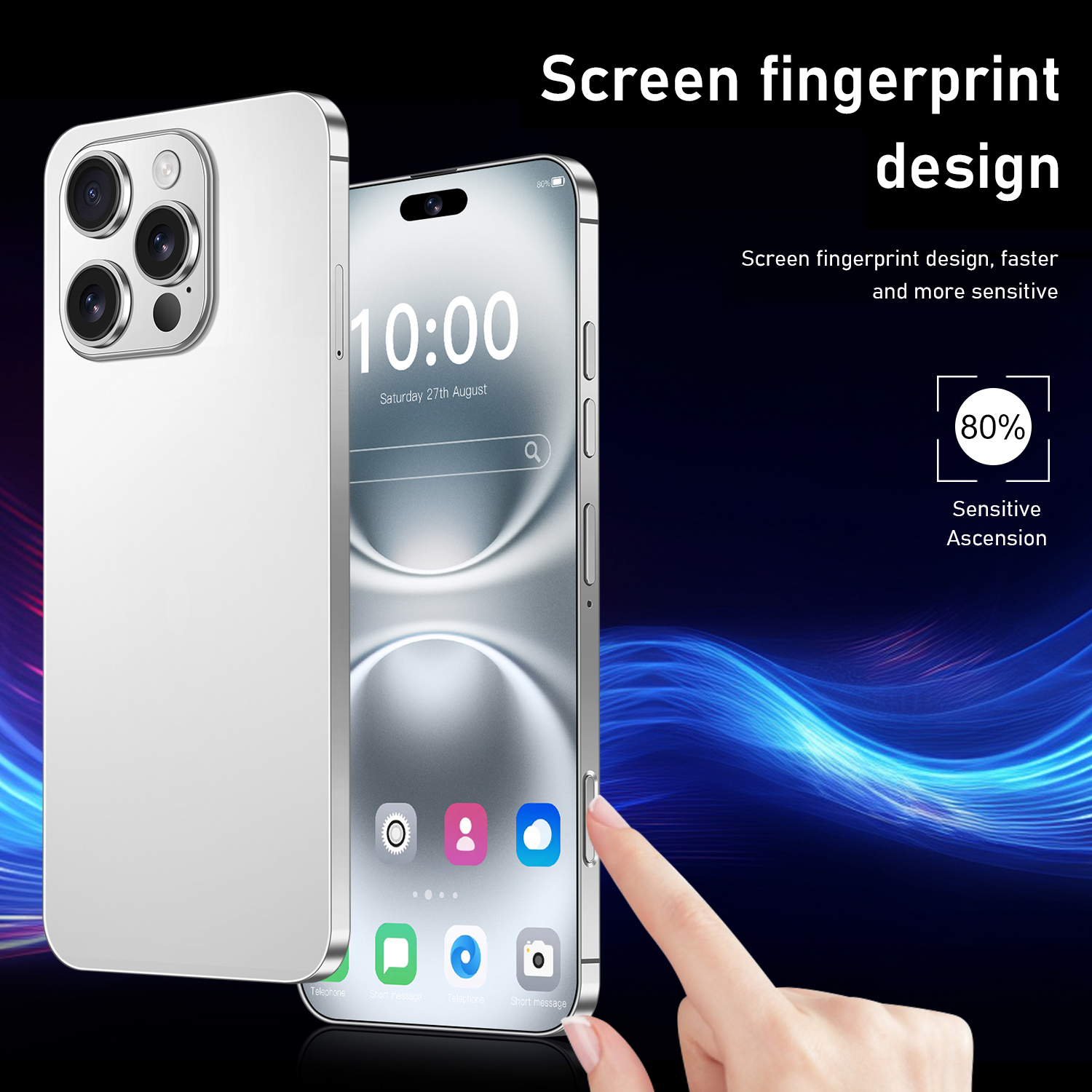 Smart phone I16 Pro Max Mobile Phones 7.3-inch HD 16GB+1T 8000mAh Celulares Global Cell Phones 10 Core 5G WiFi Dual SIM Aandroid14
