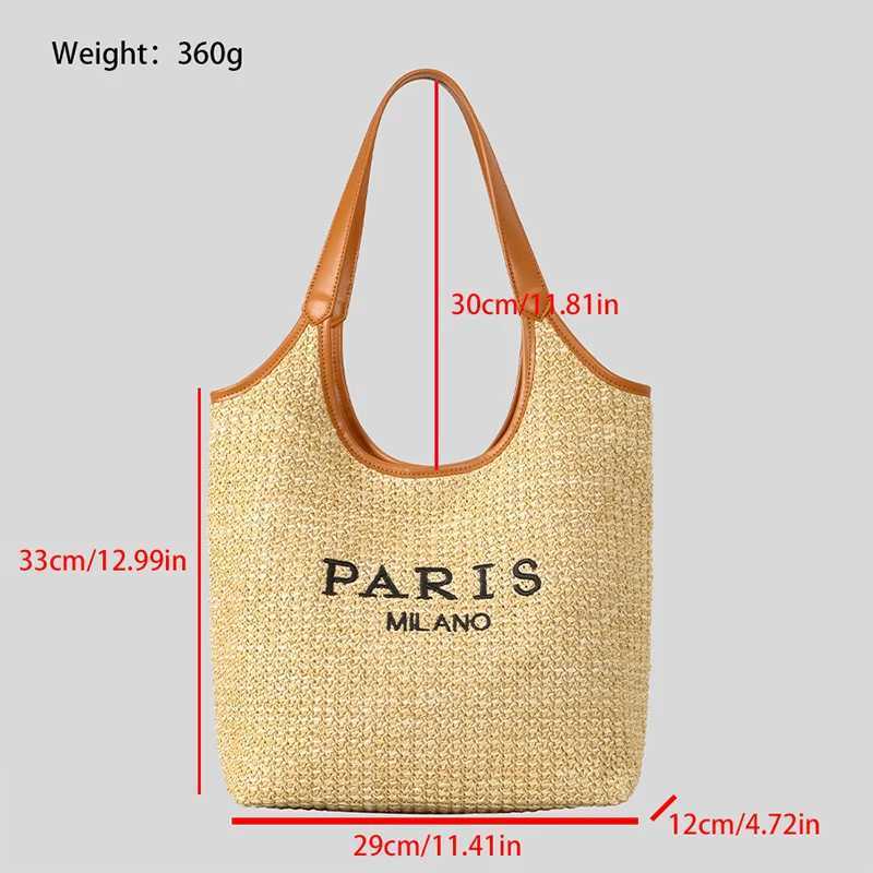 Brand Design Womens Fashion Straw Bag New Letter Print Shoulder Bag Large Capacity Bucket Bag Summer Versatile Woven Beach Bags Z250509